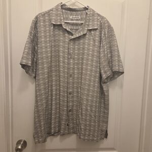 TOMMY BAHAMA XL extra large 100% silk men's button down short sleeve shirt top